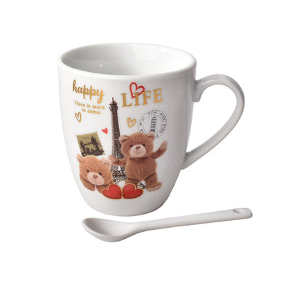 POCILLO MUG CON CUCHARA EN CERAMICA DISEÑO DE OSOS