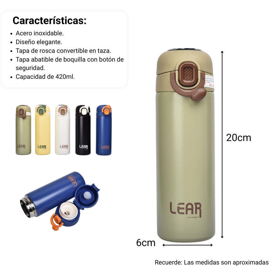 termo acero inoxidable 420ml con medidor de temperatura dim:6x6x20