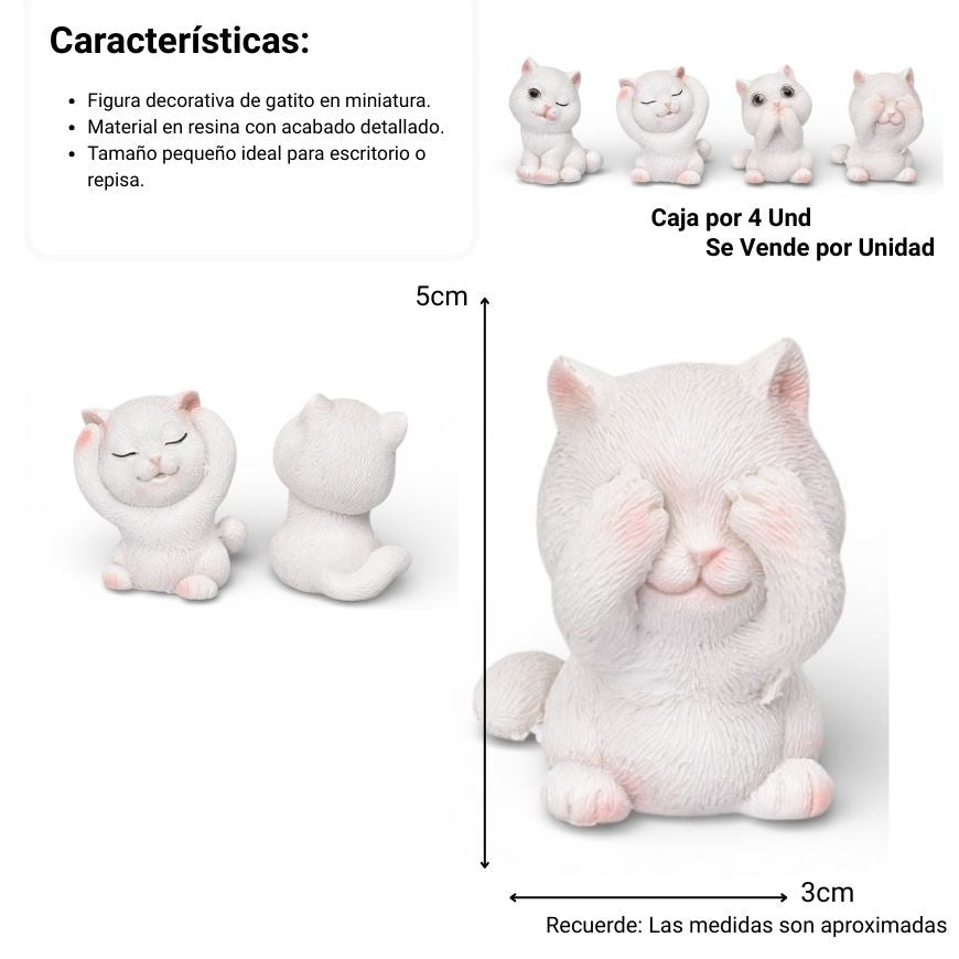 adorno resina blanco diseño gato dim:3x5x3