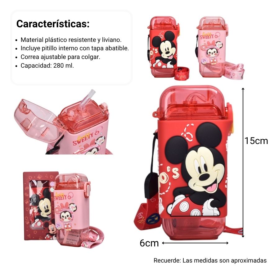 botella de agua 280ml personaje plastico