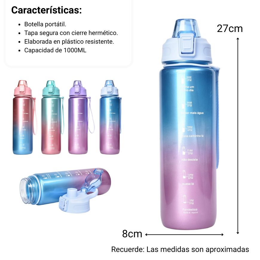 botella de agua 1000ml plastica