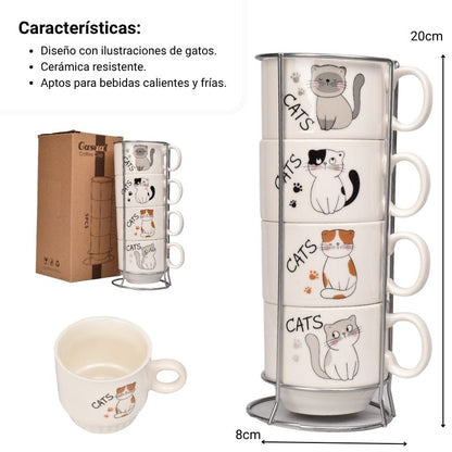POCILLO SET 4PCS CERAMICA CON BASE DIM:20X8CM