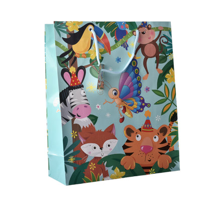 BOLSA REGALO PAPEL INFANTIL ANIMALES GRANDE DIM: 30X41X11
