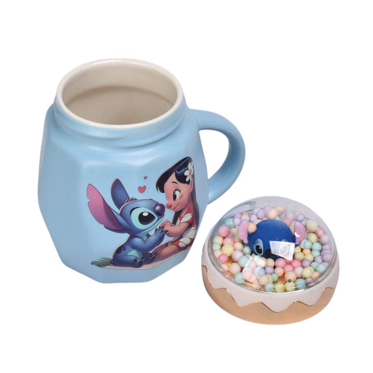 mug pocillo con tapa ceramica personaje 420ml dim:8x13