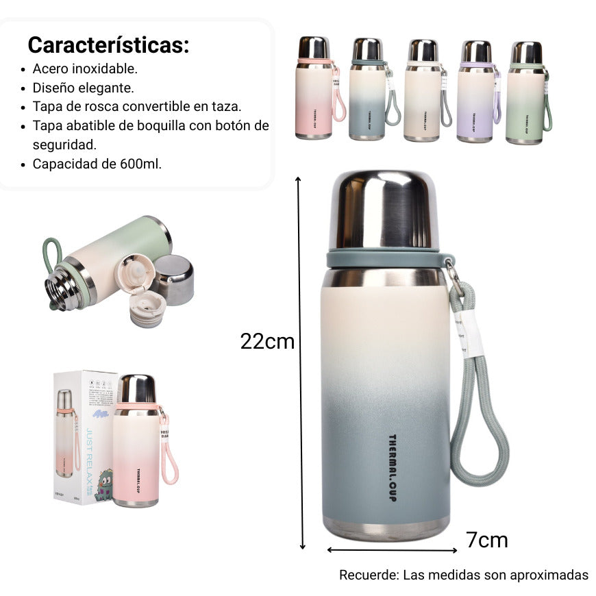 termo acero inoxidable 600ml dim:7x7x22