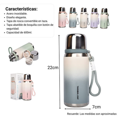 TERMO ACERO INOXIDABLE 600ML DIM:7X7X22