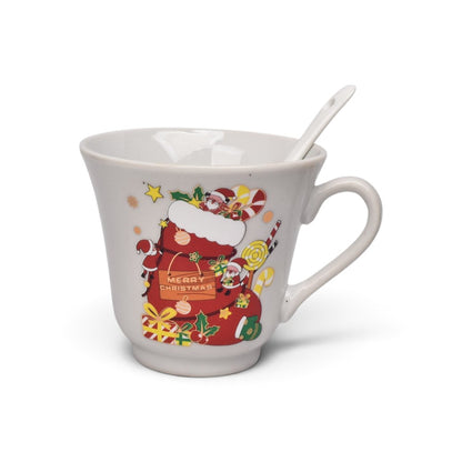 POCILLO SET CERAMICA CON CUCHARA NAVIDAD 240ML
