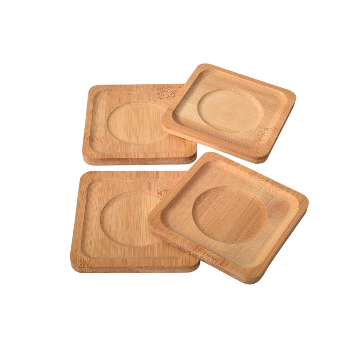 set 4 unidades portavasos cuadrados en bambu de color madera