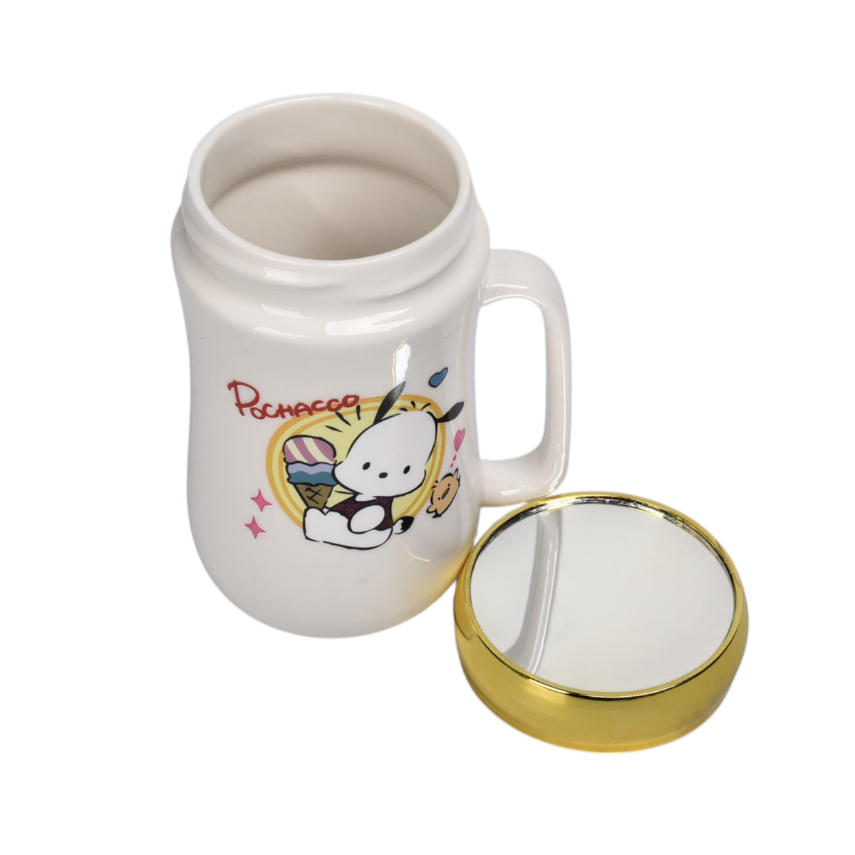 mug pocillo ceramica con tapa espejo personaje 400ml dim:7x7x13