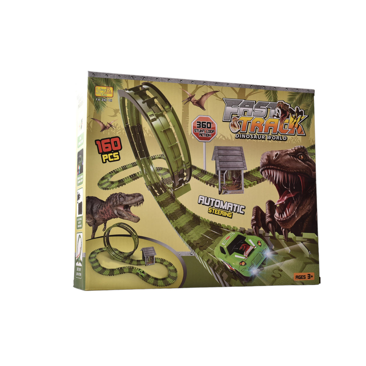 pista de carros flexible de dinosaurio