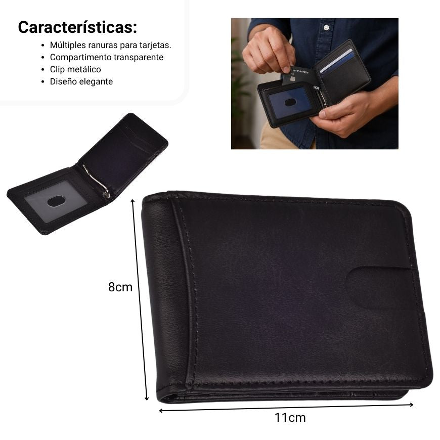 billetera para hombre sintetico dim:11.5 x 8.3cm