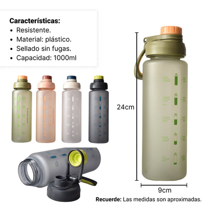 BOTELLA DE AGUA PLASTICA DE 1000ML DIM:8X8X26CM