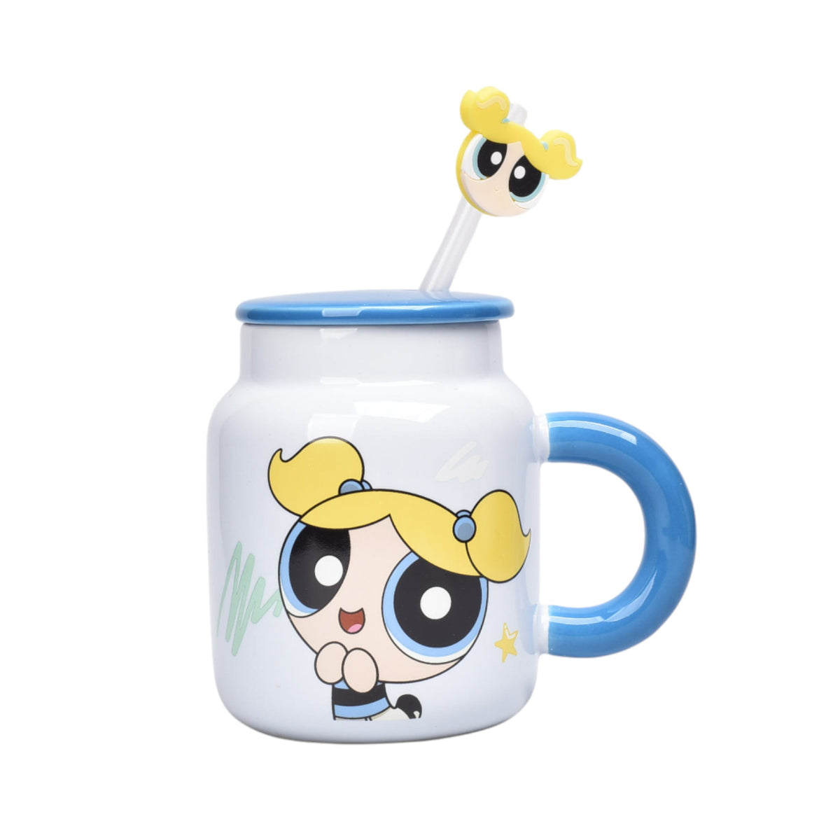 mug pocillo ceramica con tapa y pitillo personaje 400ml dim:10x6