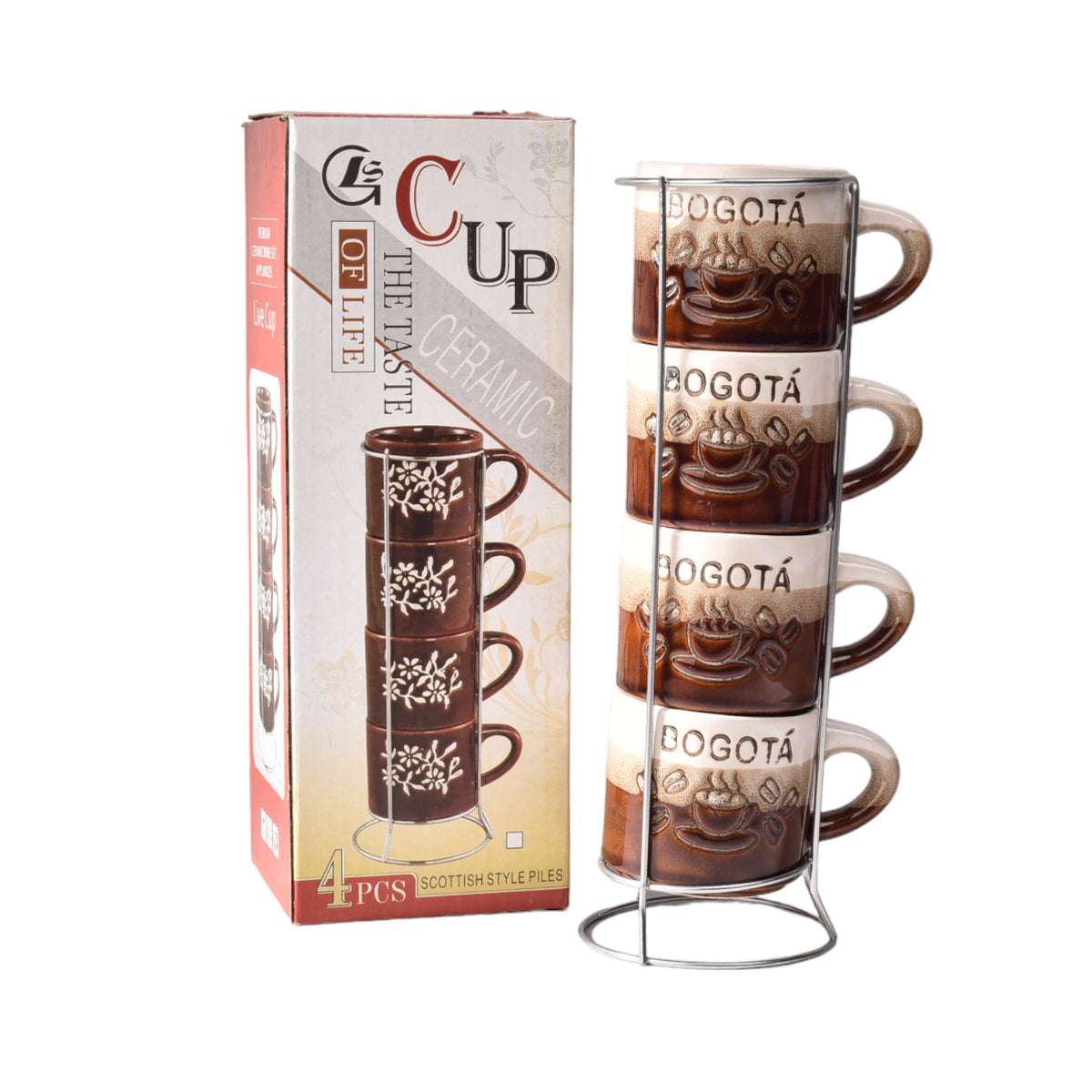 set 4pcs pocillos con base ceramica grande