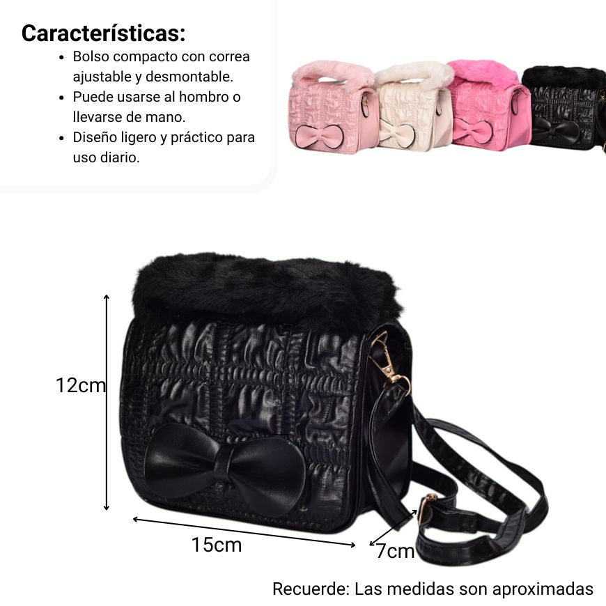 bolso cartera manos libres con correa dama sintetico dim:11x6x14