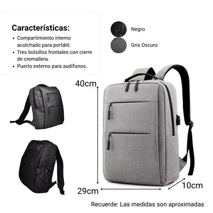 MALETA MORRAL POLIESTER NEGRO Y GRIS DIM:40X29X10