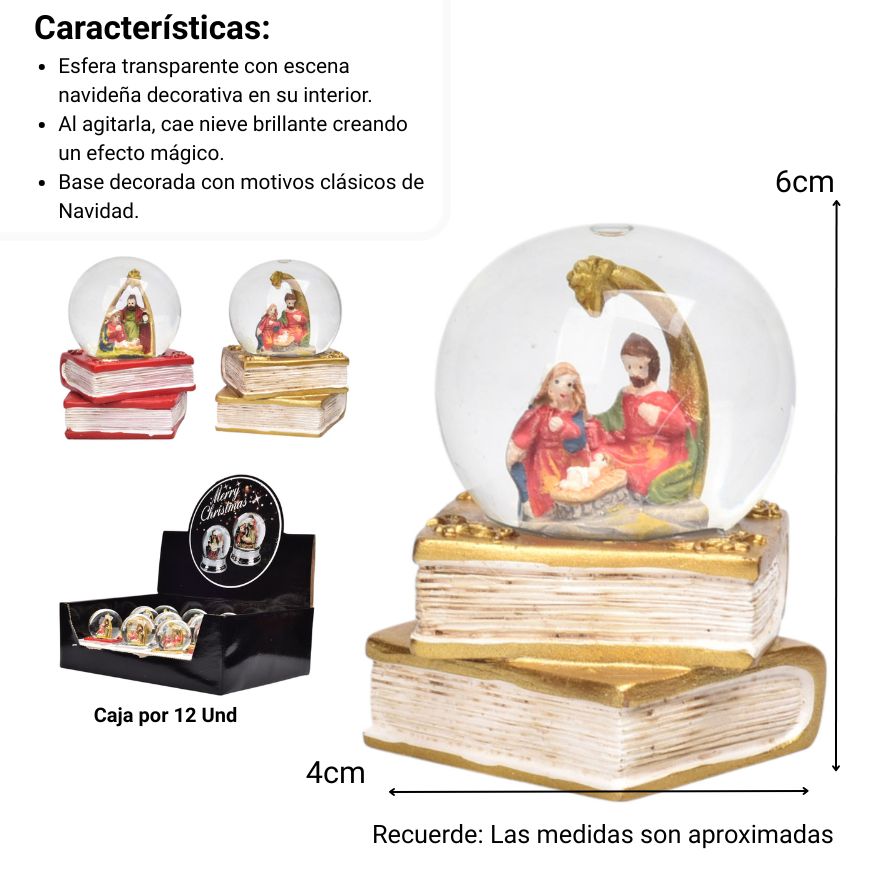 bola de nieve adorno de navidad vidrio resina dim:6x4x4