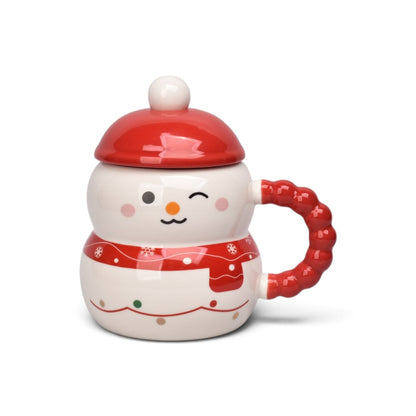 MUG POCILLO CERAMICA CON TAPA Y CUCHARA 360ML