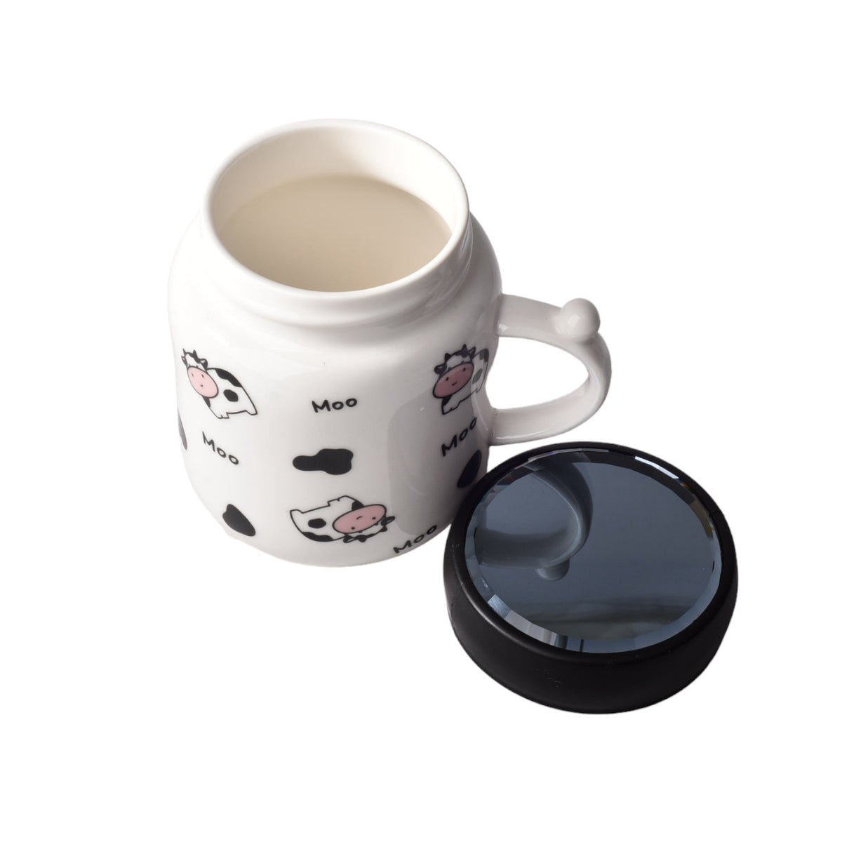 mug pocillo ceramica diseños de vacas con tapa de 380ml