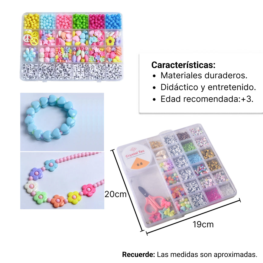 set kit forma cuadrada grande hacer pulseras plastico dim:19