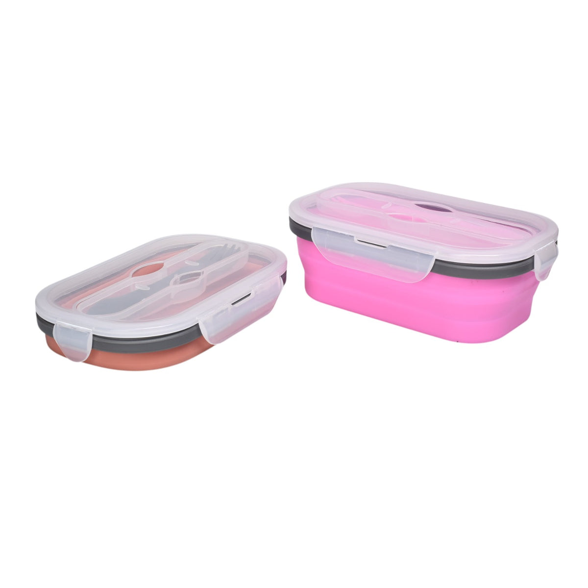 portacomida plegable plastico silicona con cubierto dim:19x12x7