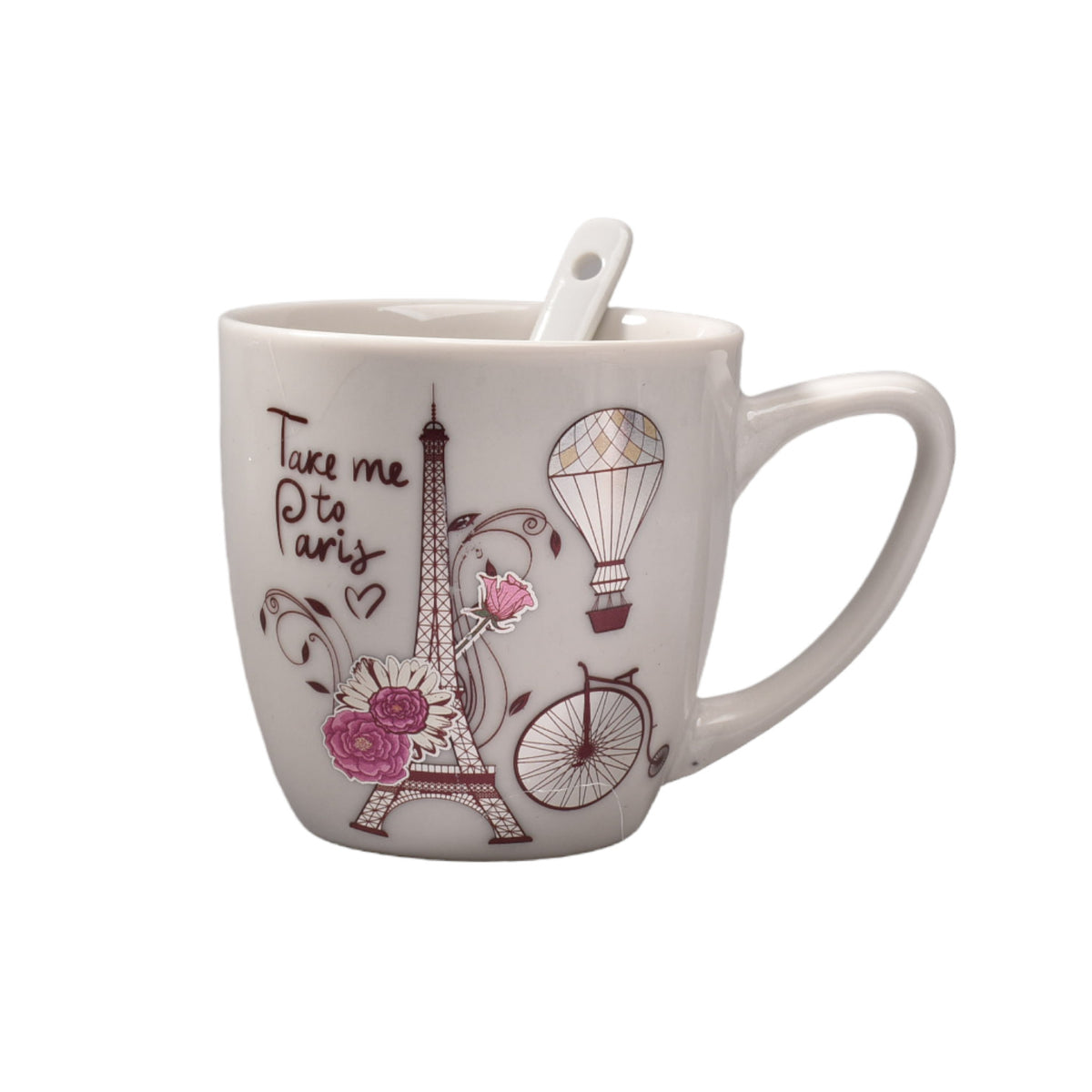 pocillo en ceramica con cuchara dim: 14x14x7