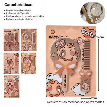 PEINILLA CON ESPEJO PLASTICO CAPYBARA DIIM:13X18