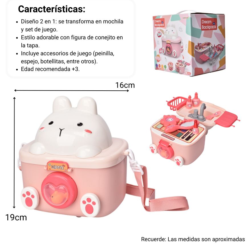 juguete set maleta con accesorios niñas plastico dim:18x15x17