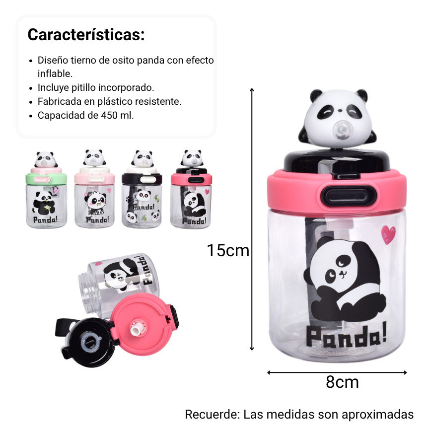 botella de agua 450ml plastico diseño osos dim:8x15