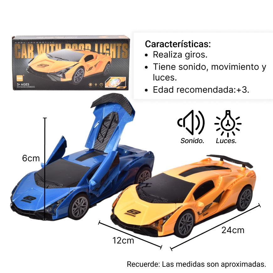 juguete carro plastico con movimiento luces y sonido