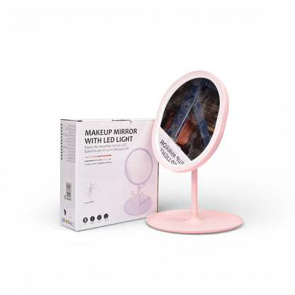 ESPEJO RECARGABLE CON LUZ REDONDO PLASTICO DIM: 16X227X17