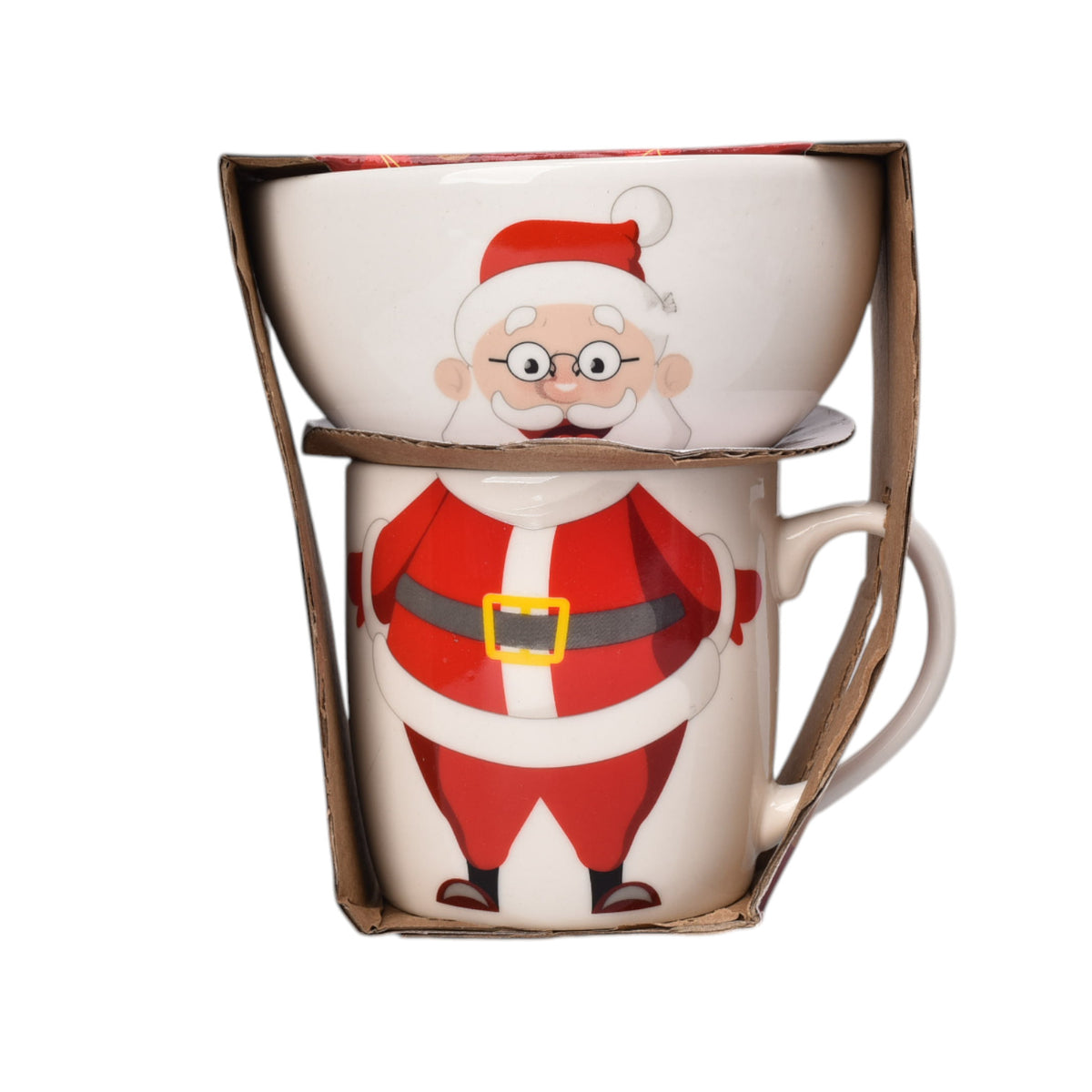 set pocillo navidad con plato ceramica 350ml dim8x8x9
