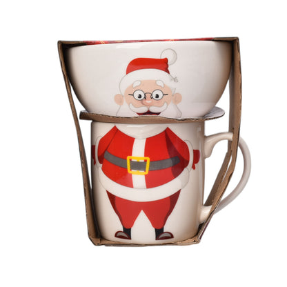 SET POCILLO NAVIDAD CON PLATO CERAMICA 350ML DIM8X8X9