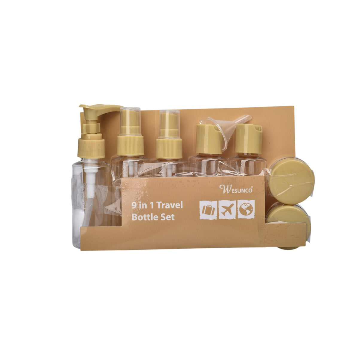 kit 9 envases recargables viajero plastico 50ml dim:22x16x4