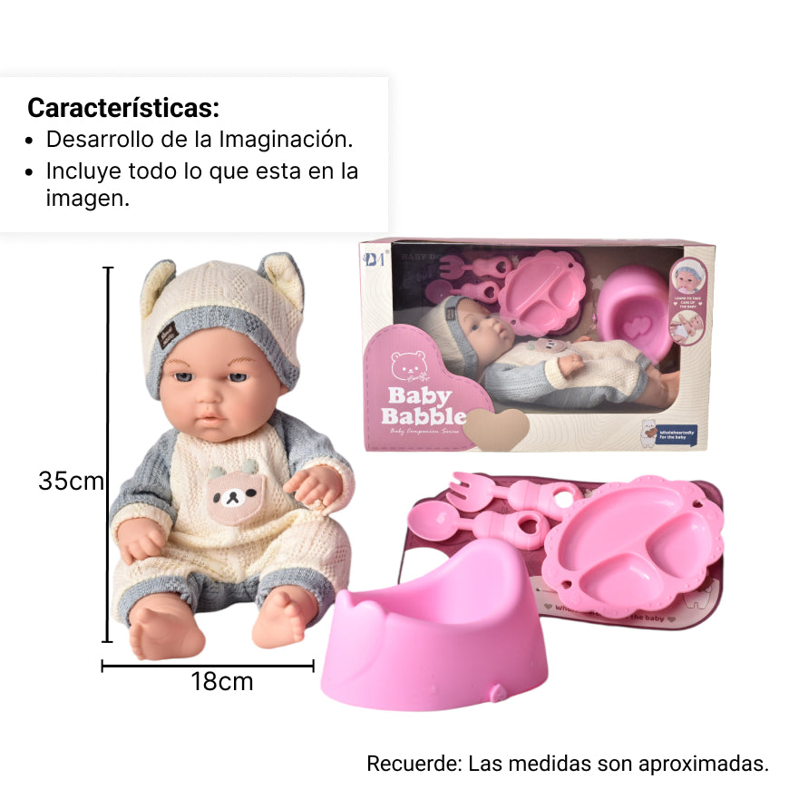 juguete bebe muñeca de caucho realista con accesorios
