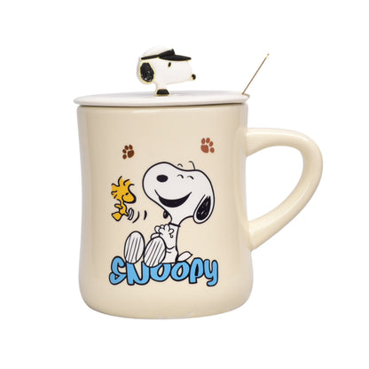 MUG POCILLO CERAMICA PERSONAJE CON TAPA Y CUCHARA 360ML DIM:10X9