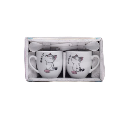 POCILLOS CON CUCHARAS SET 2PCS CERAMICA DIM:5*6*6CM