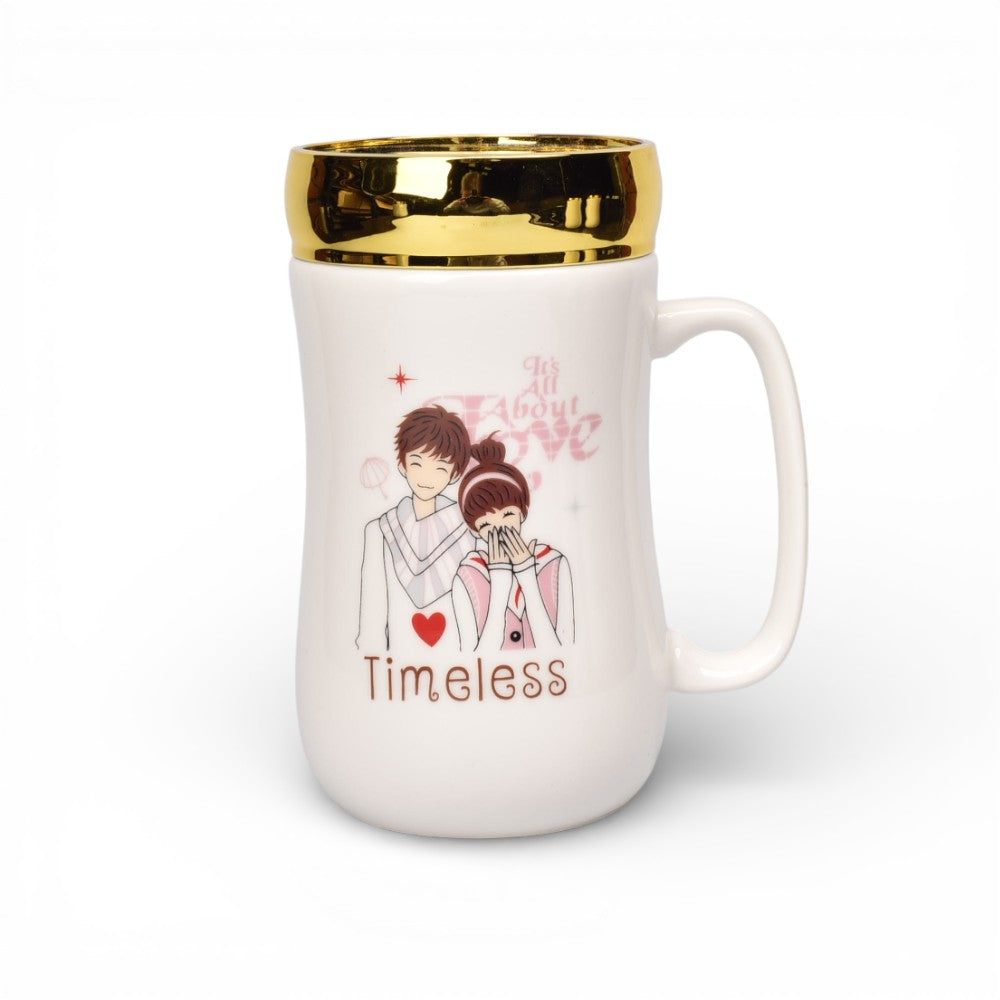 mug pocillo ceramica tapa espejo 420ml dim:7x7x14