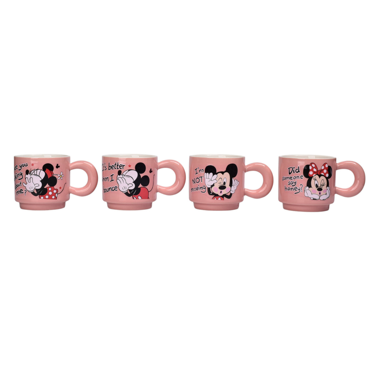 set 4pcs pocillos con base ceramica 120ml personaje