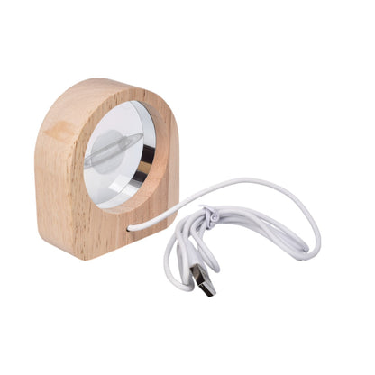 LAMPARA ESFERA CRISTAL VIDRIO CON BASE MADERA PEQUEÑA DIM:8X7CM