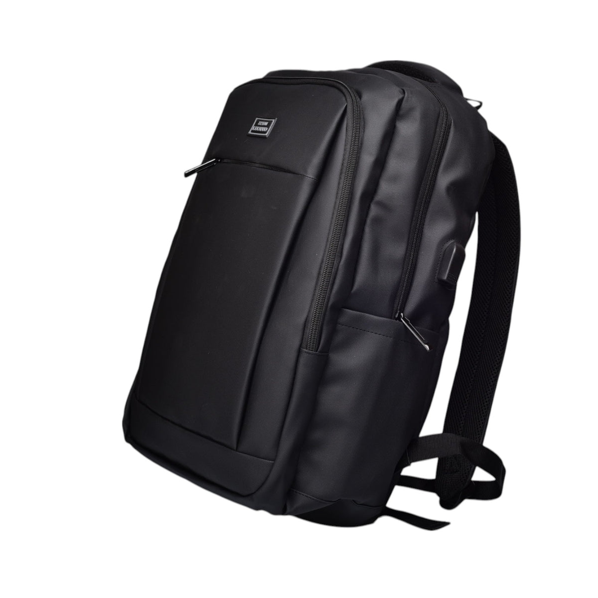 maleta morral poliester negro y gris dim:44x32x14