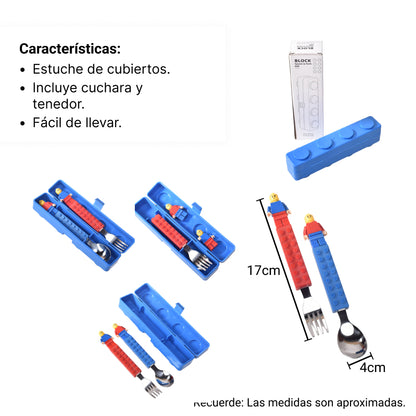 SET CUBIERTOS CUCHARA Y TENEDOR CON ESTUCHE FICHAS DE ARMAR