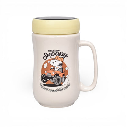 MUG POCILLO CON TAPA CERAMICA PERSONAJE 480ML DIM:7X7X14