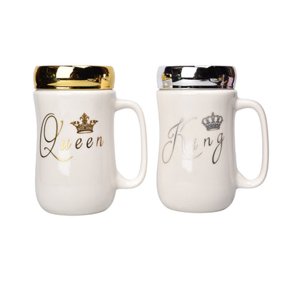 MUG POCILLO CERAMICA CON TAPA ESPEJO 450ML DIM:14X7