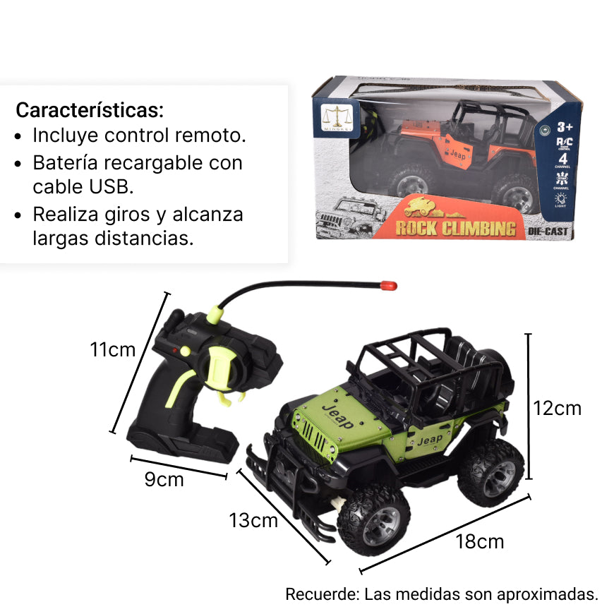 juguete carro con control remoto recargable  plastico
