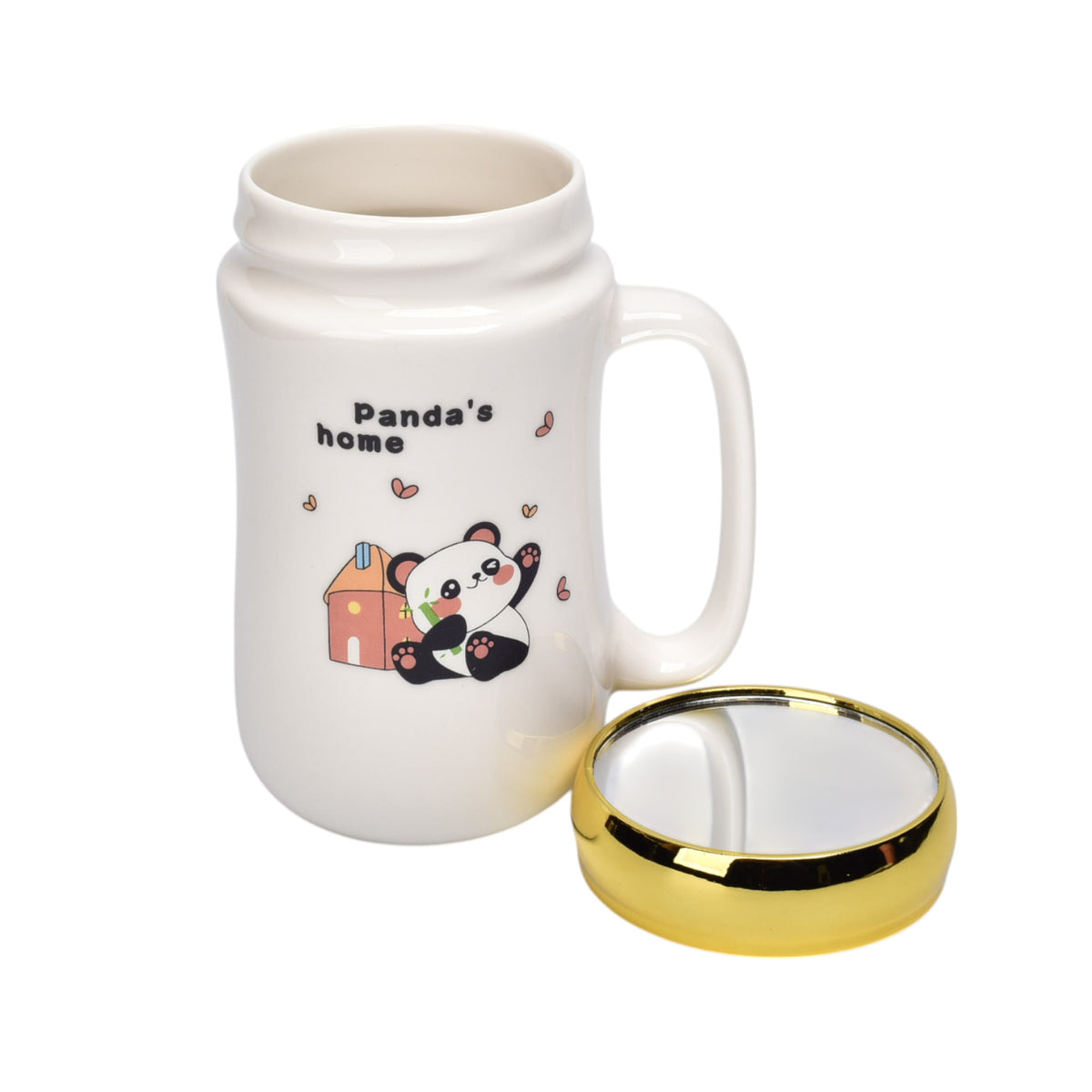 pocillo ceramica diseño oso con tapa 450ml dim:7x14