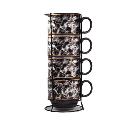 MUG POCILLO CERMICA COLOR NEGRO X 4 UNIDADES