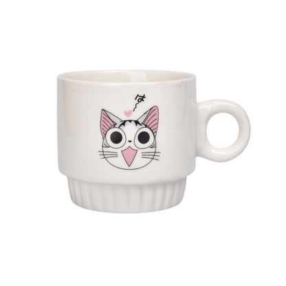 SET 4PCS POCILLOS CON BASE CERAMICA 250ML DISEÑO GATOS DIM:8X8X8