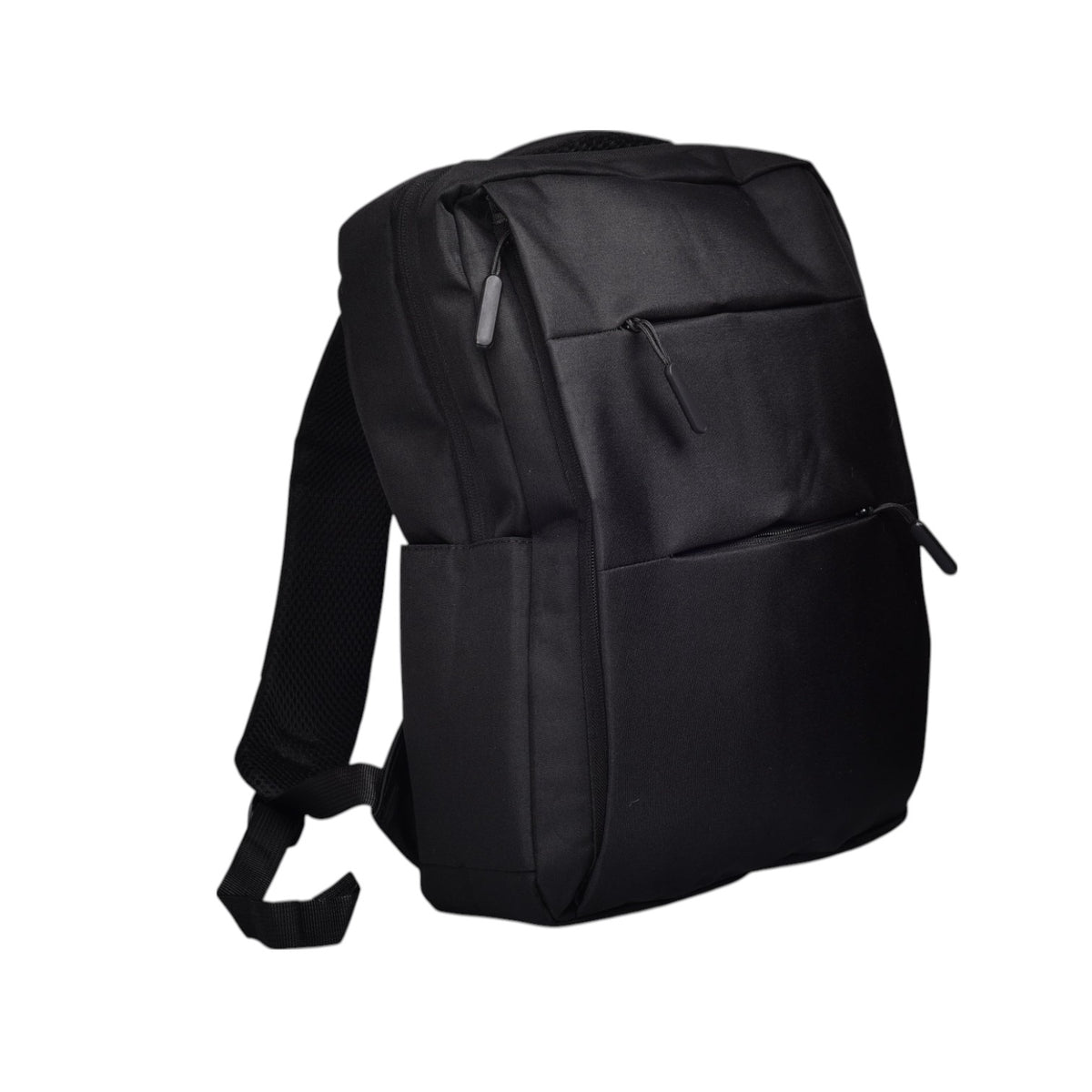 maleta morral poliester negro y gris dim:40x29x10