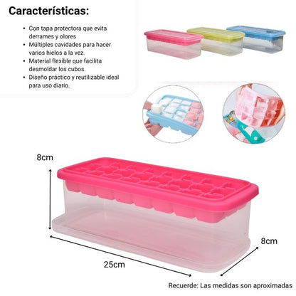 MOLDE DE HIELO SILICONA PLASTICO DIM:24X10X7